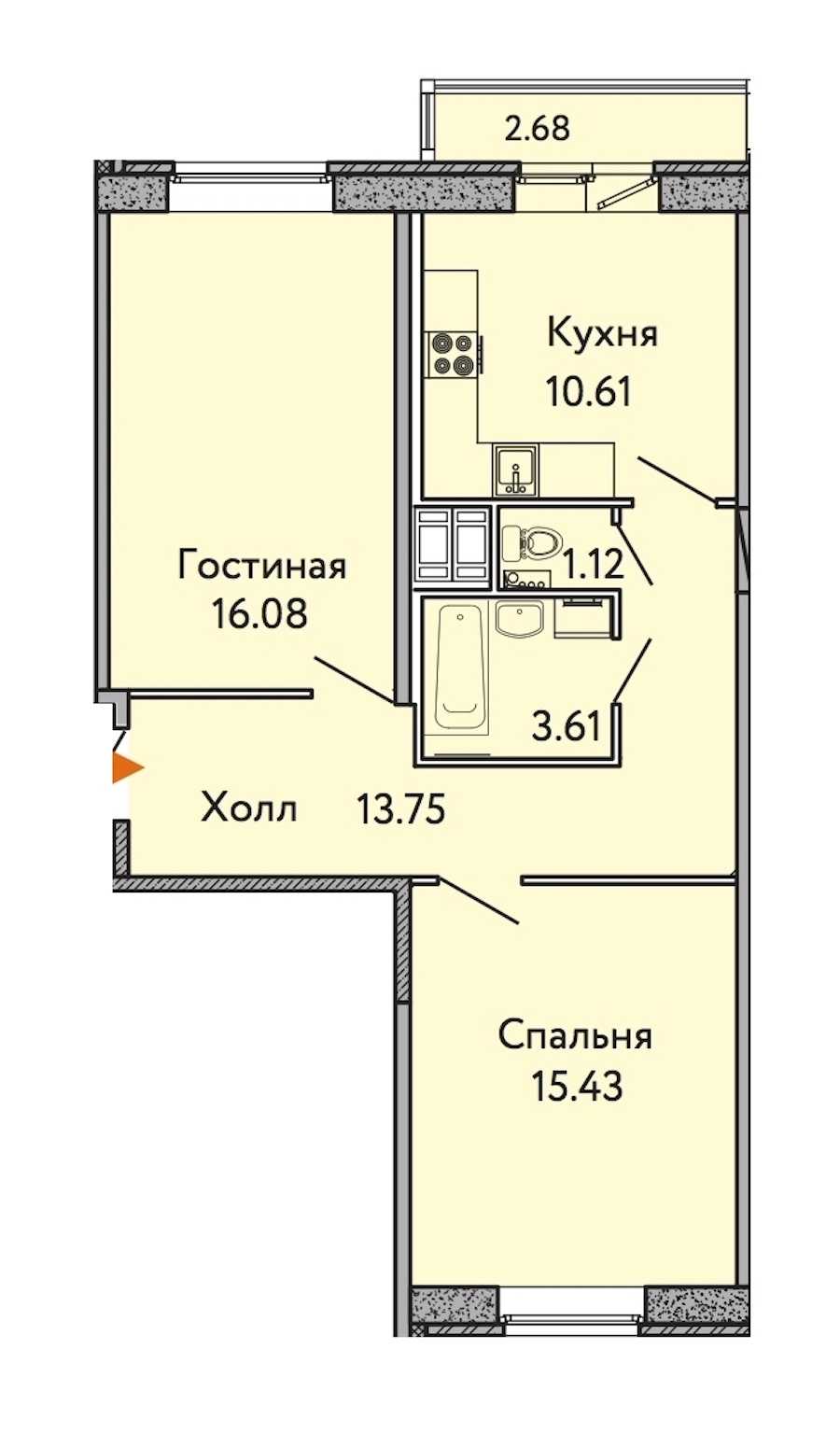 Двухкомнатная квартира в : площадь 61.4 м2 , этаж: 10 – купить в Санкт-Петербурге